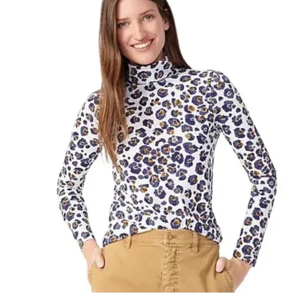 J. Crew Leopard Print Turtleneck Blouse